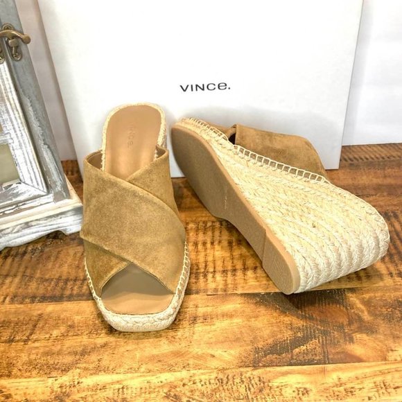 Vince Gaelan Suede Wedge Espadrille Sandals, Brown 8M - Picture 11 of 14